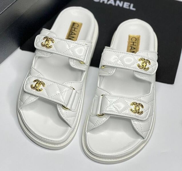 Шлепки Chanel женский кожа белый 140013