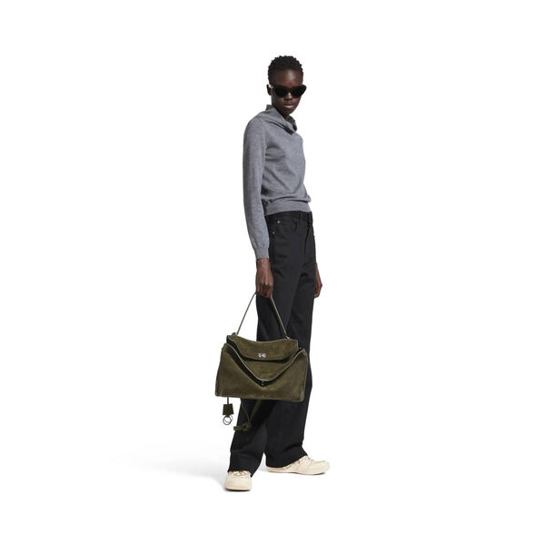 Сумка Balenciaga Rodeo Medium женский замша болотный 198281-2