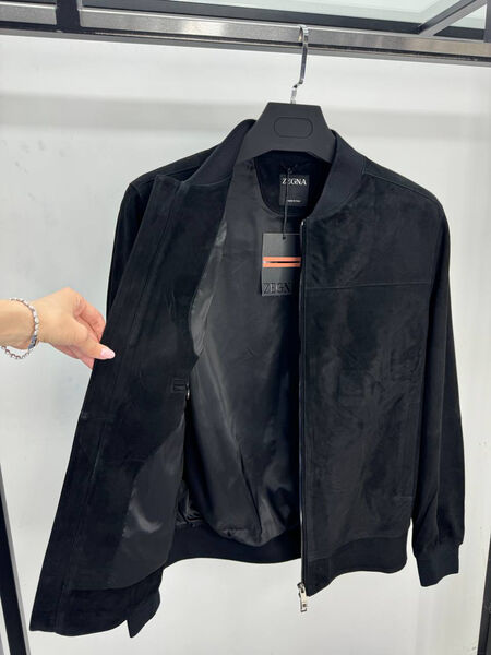Мужской бомбер Zegna мужской замша черный 193643-2