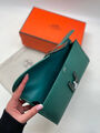 Клатч Hermès женский кожа болотный 98294-3