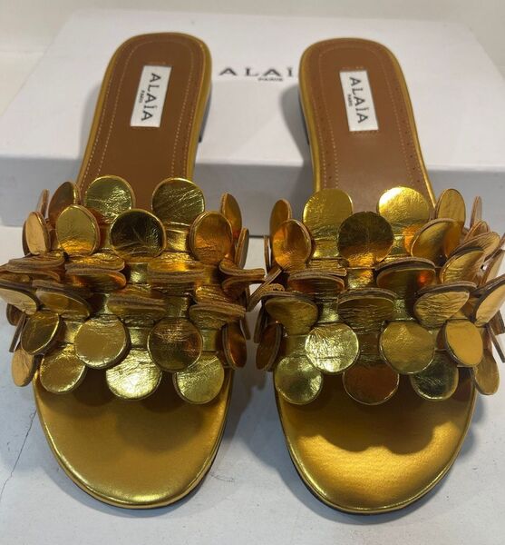 Шлепки Alaïa женский кожа бронзовый 120328