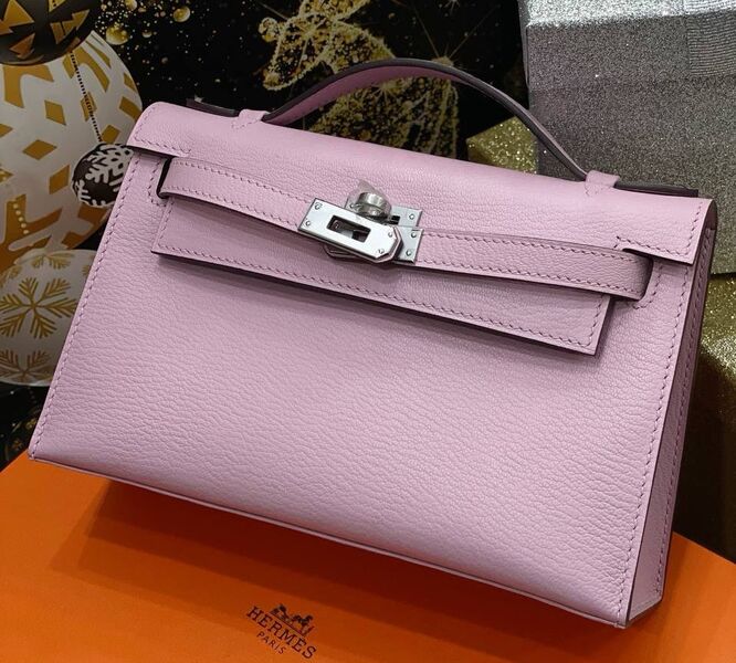 Сумка Hermèskelly 20 Pochette женский кожа розовый 138897