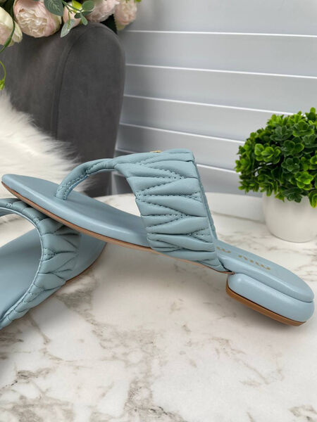 Шлепки Miu Miu женский кожа бирюзовый 148342-4