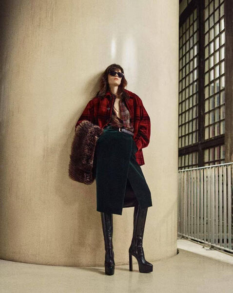 Юбка Saint Laurent женский болотный 199039-3