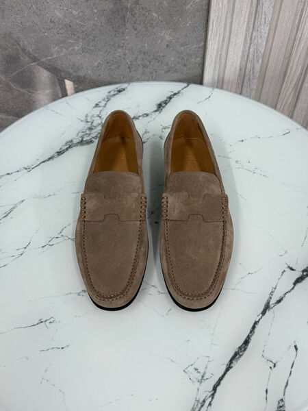 Мужские лоферы Hermès мужской замша бежевый 185689-3