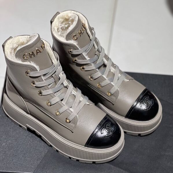 Ботинки Chanel женский кожа графитовый 130451