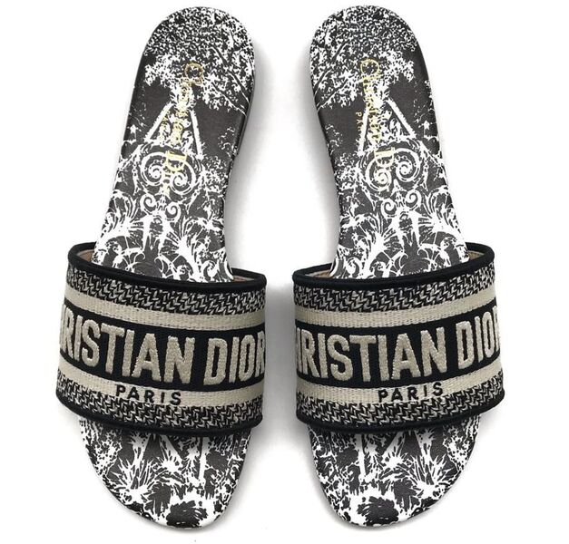 Шлепки Christian Dior женский текстиль черный 88218