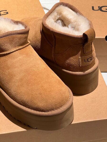 Угги Ugg Platform Mini женский замша бежевый 167679-4