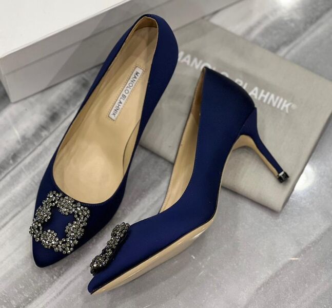 Туфли Manolo Blahnik женский сатин синий 122588