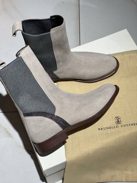 Ботинки Brunello Cucinelli женский замша графитовый 128256-3