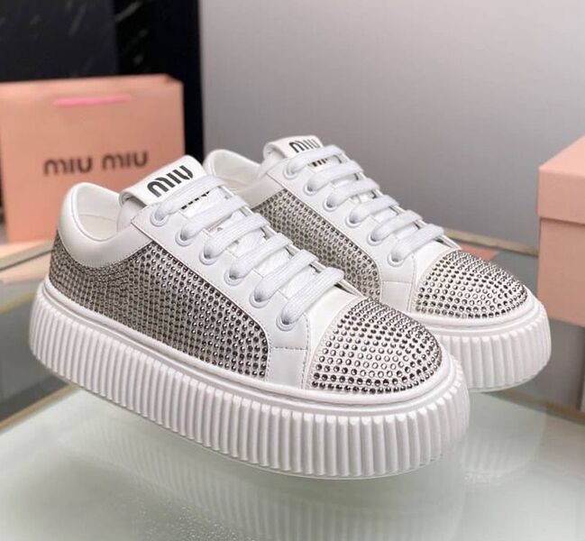 Кеды Miu Miu женский кожа белый 136066