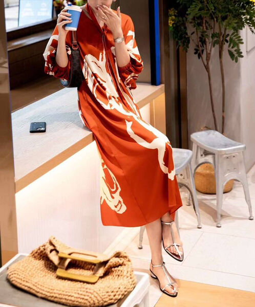 Платье Hermès женский бордовый 151599-2