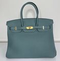 Сумка Hermès Birkin 35 женский кожа страуса светло-голубой 139841