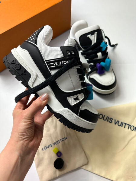 Кроссовки Louis Vuitton женский кожа черный 110522-3