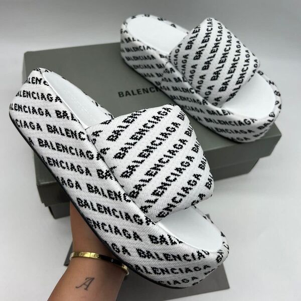 Шлепки Balenciaga женский ткань белый 109335